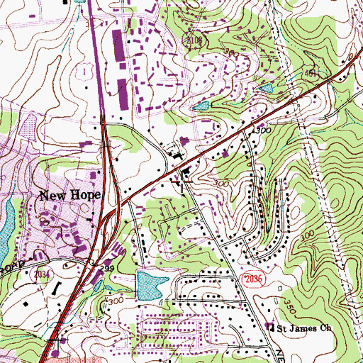 Topographic Map of Wake New Hope Volunteer Fire Department Station 1, NC