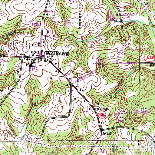 Topographic Map of Wallburg Fire Department, NC