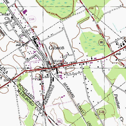 Topographic Map of Gibson Southwest District Fire Department, NC