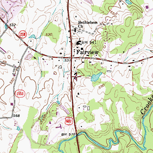 Topographic Map of Fairview Fire and Rescue Association Station 3, NC