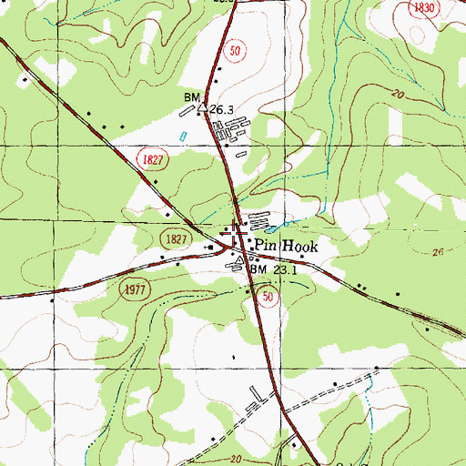 Topographic Map of Pin Hook Volunteer Fire Department, NC