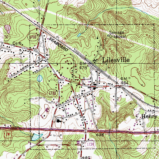 Topographic Map of Lilesville Fire Department, NC