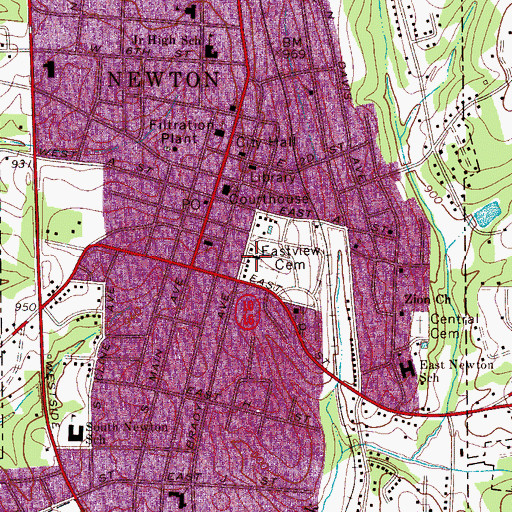 Topographic Map of Newton Fire Department Station 1 Headquarters, NC