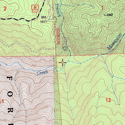 Topographic Map of Mosquito Creek, CA