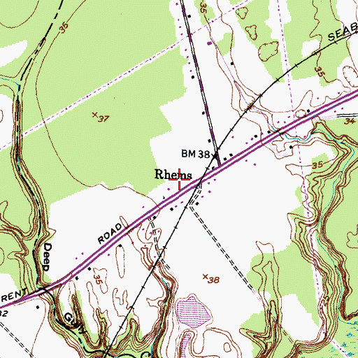 Topographic Map of Rhems Volunteer Fire Department, NC