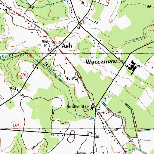 Topographic Map of Waccamaw Volunteer Fire and Rescue, NC
