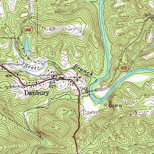 Topographic Map of Danbury Fire and Rescue Department, NC