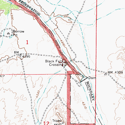 Topographic Map of Black Falls Crossing, AZ
