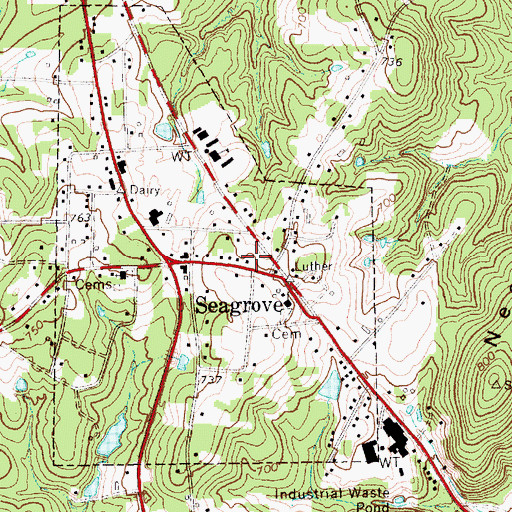 Topographic Map of Seagrove Volunteer Fire Department, NC