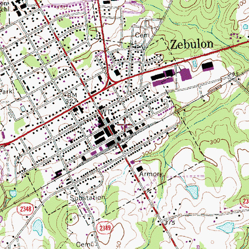 Topographic Map of Zebulon Fire Department, NC