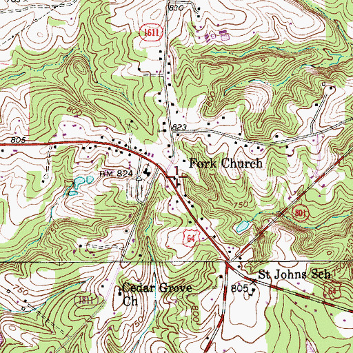 Topographic Map of Fork Volunteer Fire Department Station 15, NC