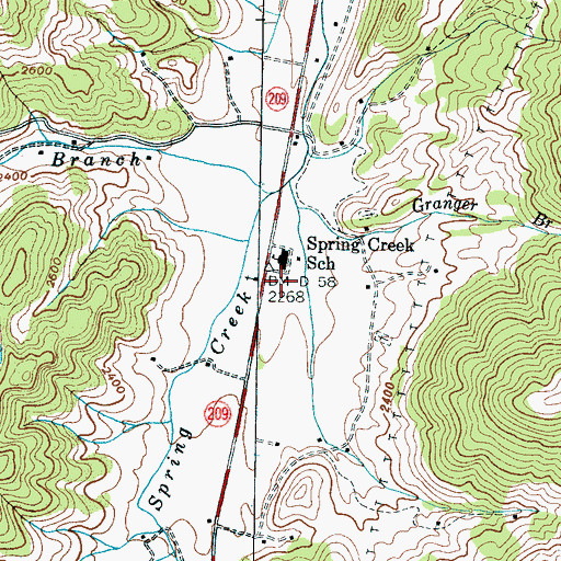 Topographic Map of Spring Creek Volunteer Fire Department, NC