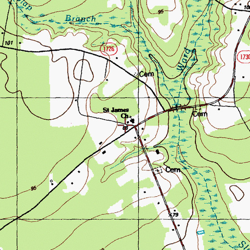 Topographic Map of Saint James Volunteer Fire Department, NC