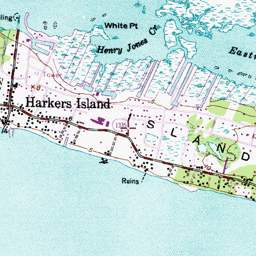 Topographic Map of Harkers Island Fire and Rescue Squad, NC