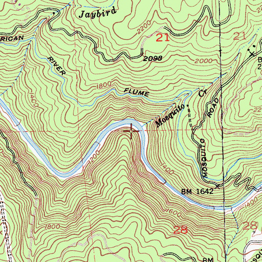 Topographic Map of Mosquito Creek, CA