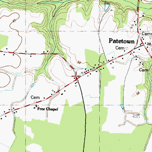 Topographic Map of Patetown Volunteer Fire Department, NC