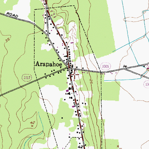 Topographic Map of Arapahoe Volunteer Fire Department, NC