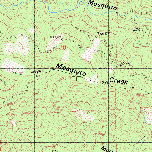 Topographic Map of Mosquito Creek Ridge, CA