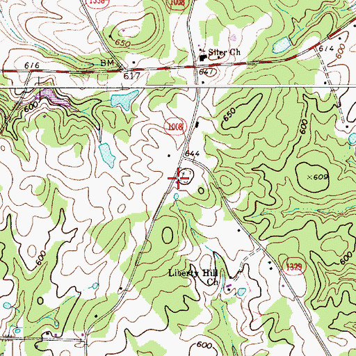 Topographic Map of Wesley Chapel Volunteer Fire Department Station 26, NC