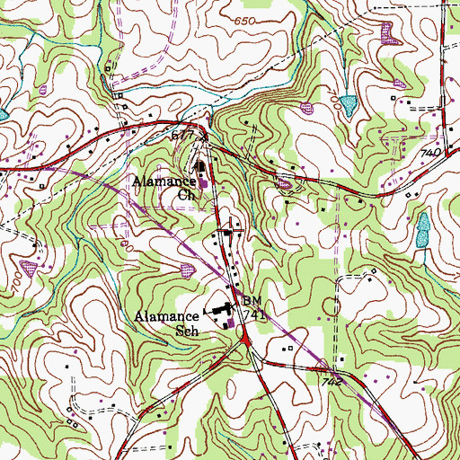 Topographic Map of Guilford County Fire Station 54, NC