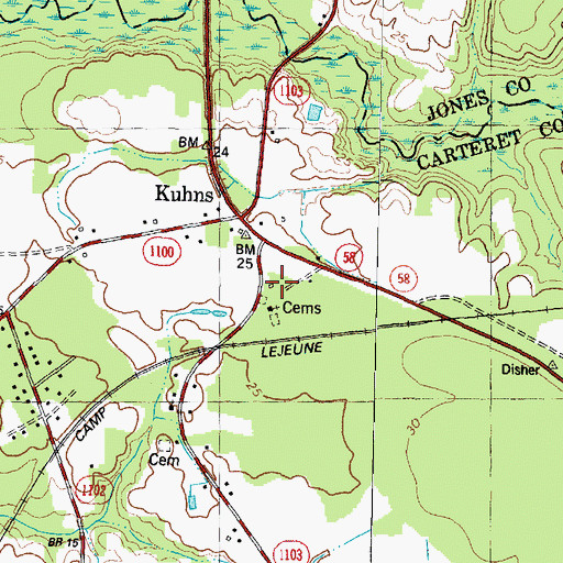 Topographic Map of Stella Volunteer Fire Department, NC