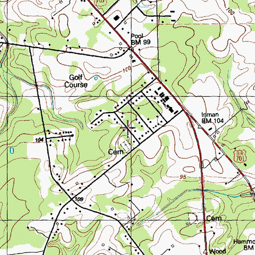 Topographic Map of Cape Fear Fire Protection, NC