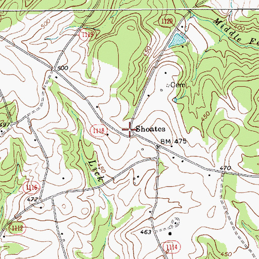 Topographic Map of Gulledge Volunteer Fire Department, NC