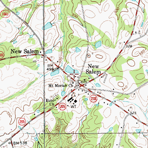 Topographic Map of New Salem Volunteer Fire Department Station 4, NC