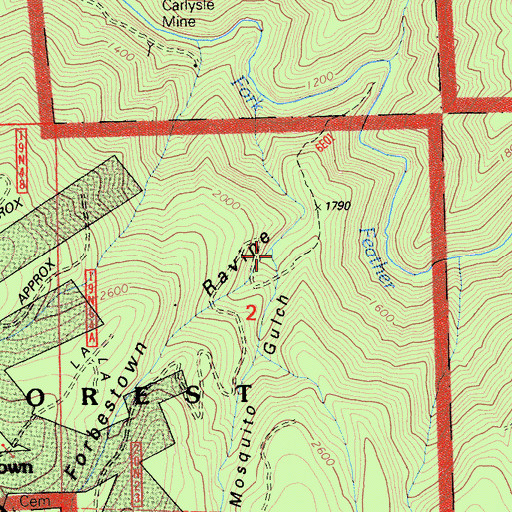 Topographic Map of Mosquito Gulch, CA