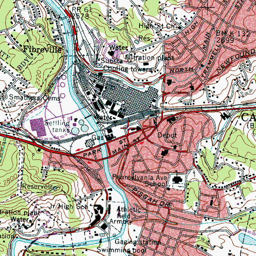 Topographic Map of Canton Fire Department, NC