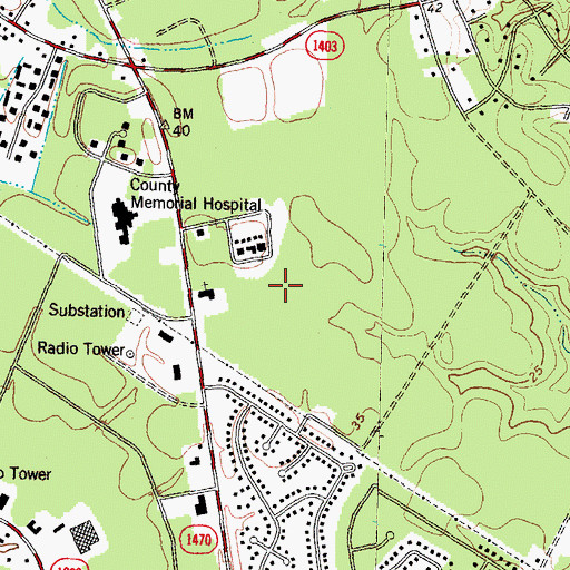 Topographic Map of Jacksonville Fire Department Station 3, NC