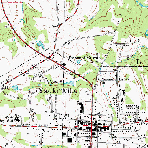 Topographic Map of Yadkinville Volunteer Fire Department, NC