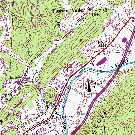 Topographic Map of Murphy Fire Department Substation, NC