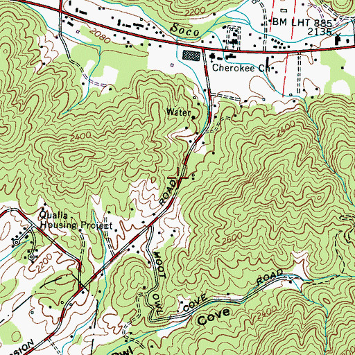 Topographic Map of Cherokee Fire Department Station 2, NC