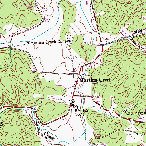 Topographic Map of Martins Creek Volunteer Fire Department, NC