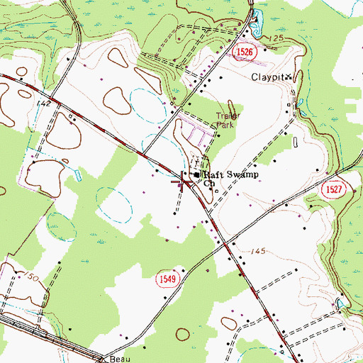 Topographic Map of Raft Swamp Fire Department, NC