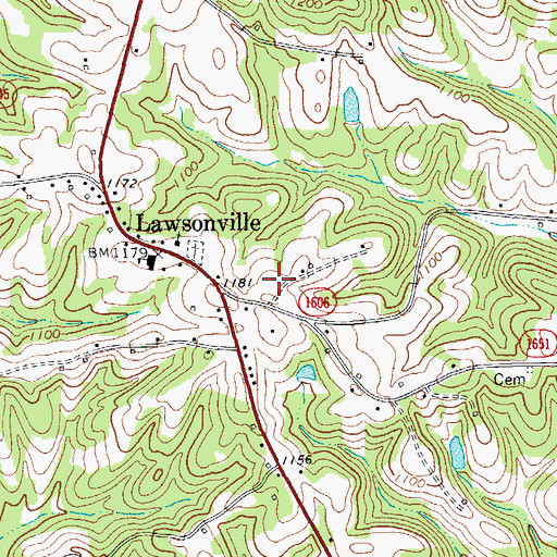 Topographic Map of Lawsonville Fire and Rescue, NC
