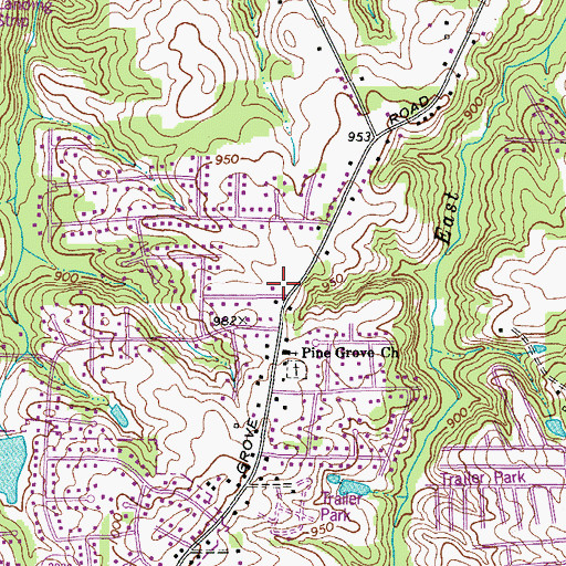 Topographic Map of Piney Grove Volunteer Fire and Rescue Department, NC