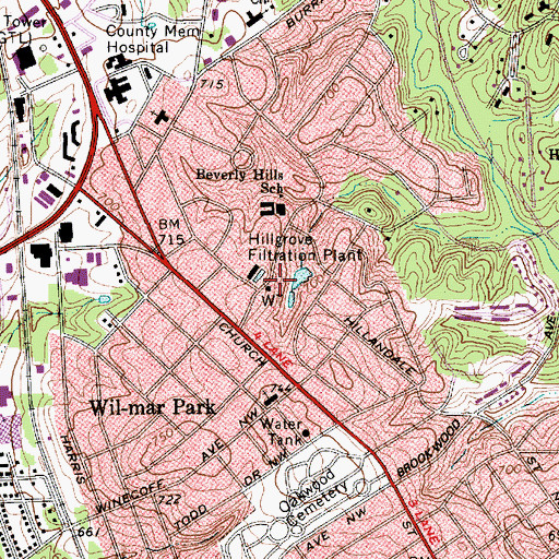 Topographic Map of Concord Fire and Life Safety Station 2, NC