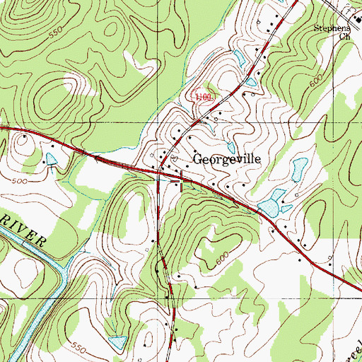 Topographic Map of Georgeville Volunteer Fire Department, NC