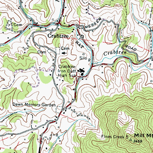 Topographic Map of Crabtree - Iron Duff Volunteer Fire Department, NC