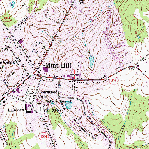 Topographic Map of Mint Hill Volunteer Fire Department, NC