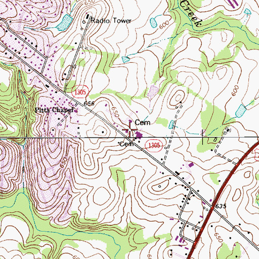 Topographic Map of Concord Fire and Life Safety Station 5, NC