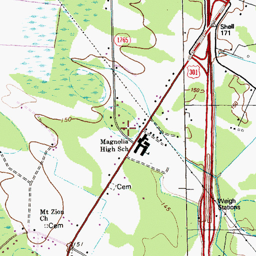 Topographic Map of Saddletree Volunteer Fire Department, NC