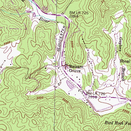 Topographic Map of Balsam Grove Volunteer Fire Department, NC