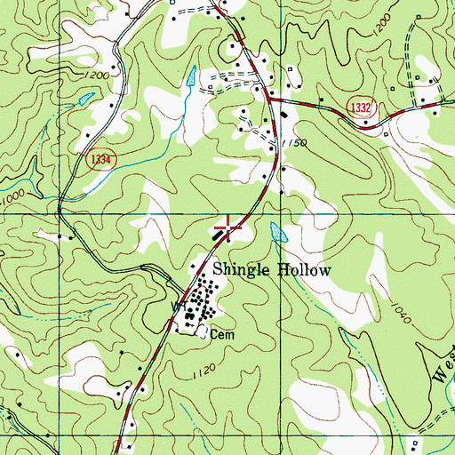 Topographic Map of Shingle Hollow Fire Department, NC