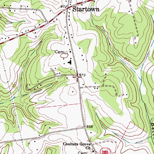 Topographic Map of Newton Fire Department Station 3 Startown, NC