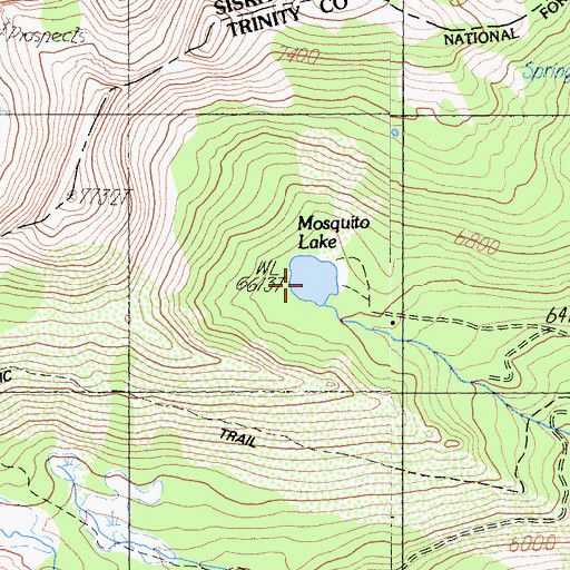 Topographic Map of Mosquito Lake, CA
