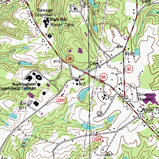 Topographic Map of Rockingham County Emergency Services, NC