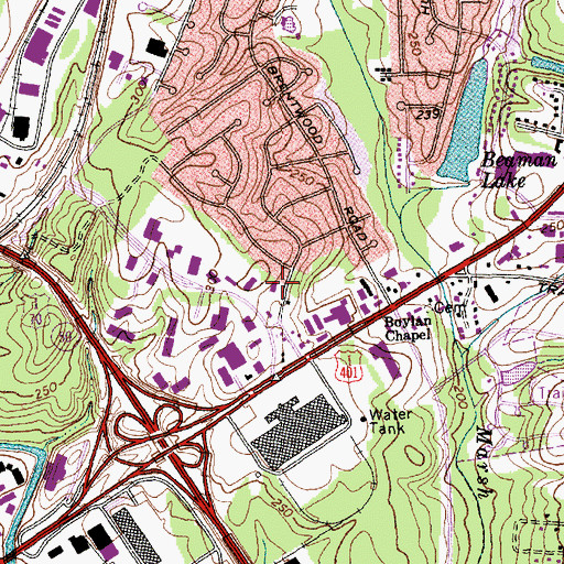 Topographic Map of Raleigh Fire Department Station 11, NC